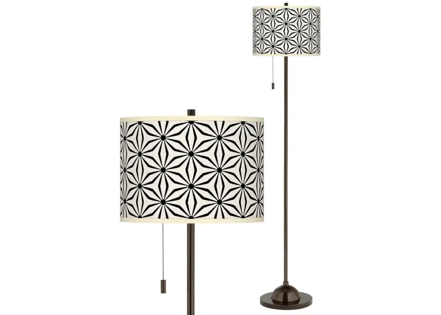 Kaleidoscope Flowers Giclee Glow Bronze Club Floor Lamp-brown