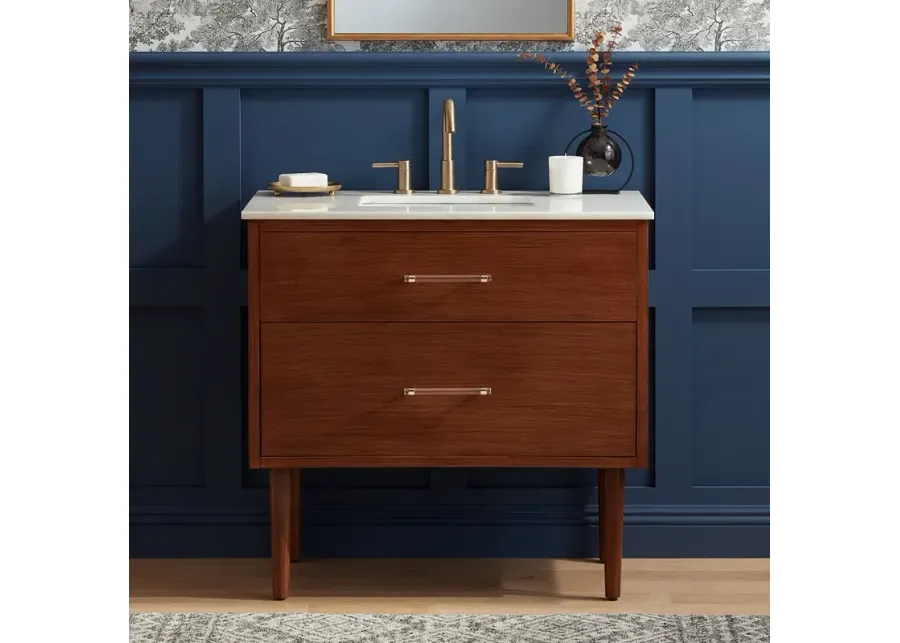 Ollie 36" Wide Teak Wood 1-Drawer Single Vanity-brown