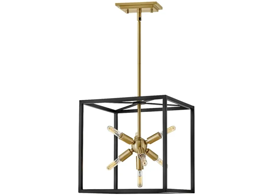 Hinkley Aros Small Convertible Pendant Black with Warm Brass accents-black