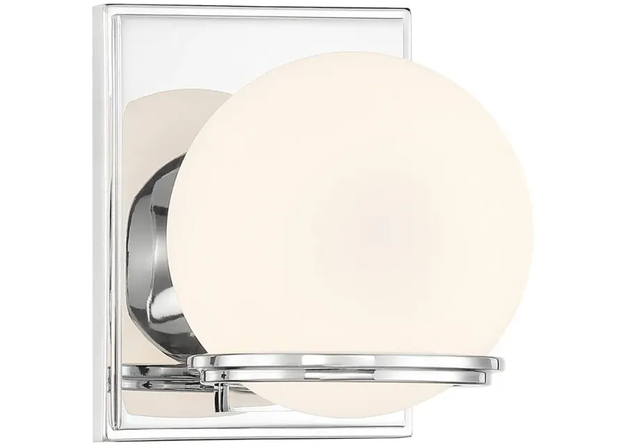 Minka-Lavery Hollywood Nights 1-Light Chrome Vanity with Opal Glass Shade-silver