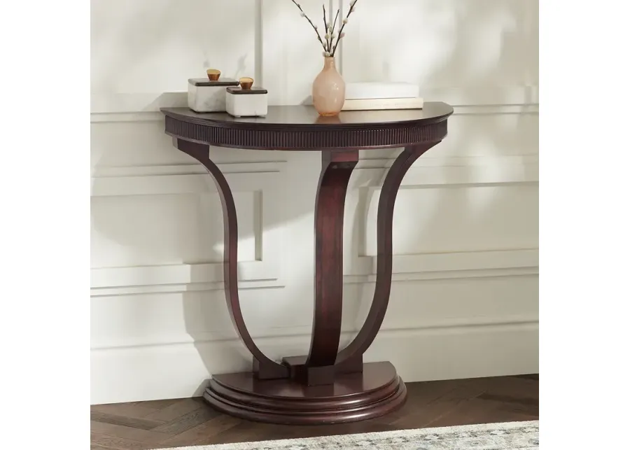 Saber 31" Wide Oak Wood Demilune Console Table-brown