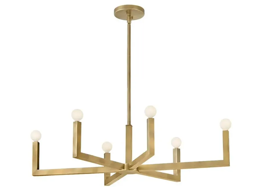 Hinkley Chandelier Ezra Small Six Light Linear 36" Heritage Brass-gold