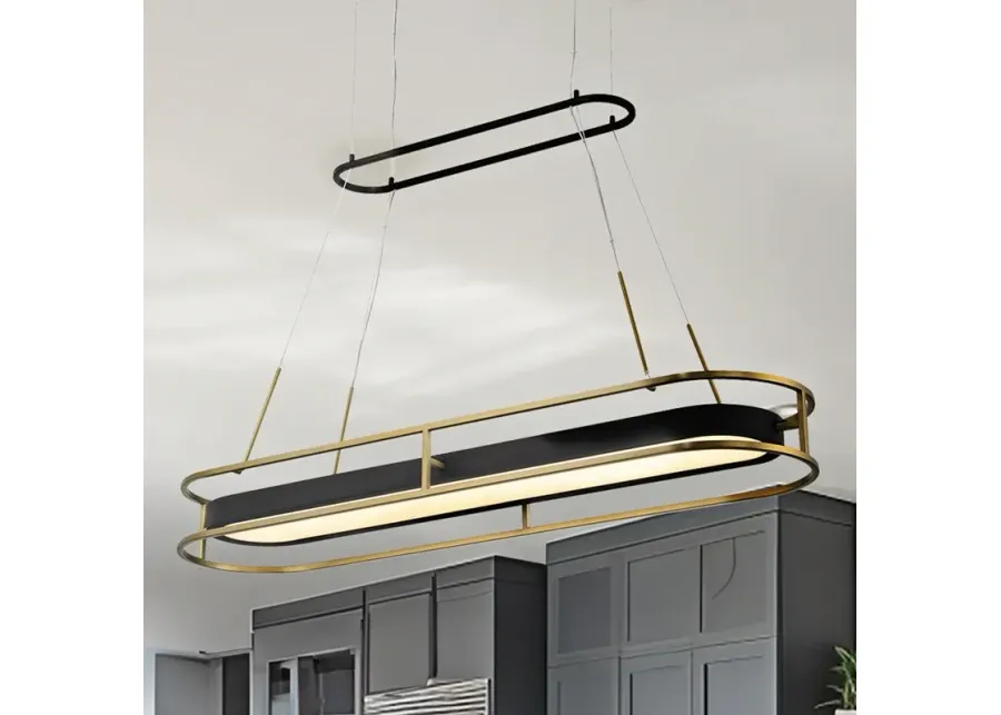 Minka Lavery Levitation 40" Coal and Brass LED Oval Island Chandelier-gold