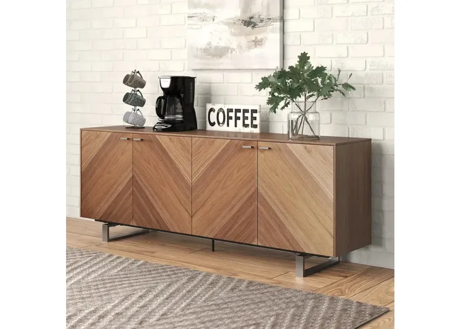 Alvarado 78 3/4" Wide American Walnut Wood 4-Door Sideboard-brown