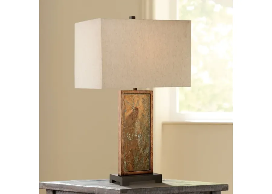 Franklin Iron Works Yukon 30" High Natural Stone Slate Table Lamp-brown