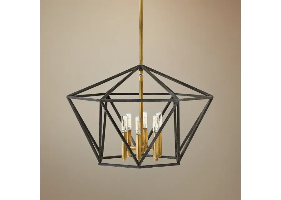 Hinkley Theory 24 1/4" Black and Brass Geometric Modern Chandelier-gold