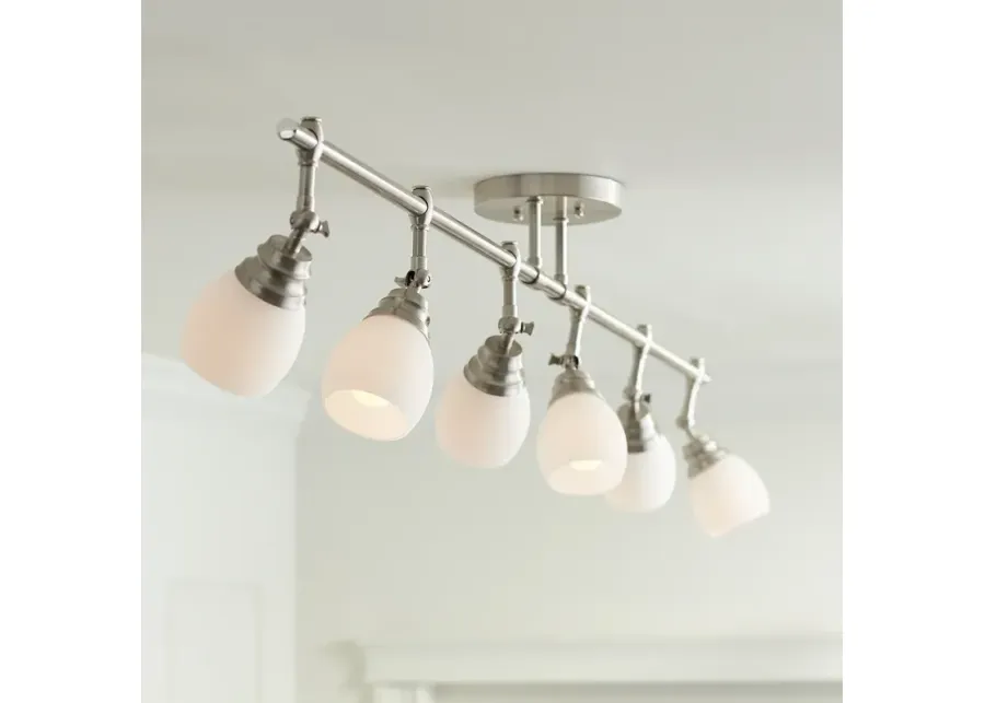 Pro Track Elm Park 57 1/2" Brushed Nickel 6-Light Track Light Fixture-silver