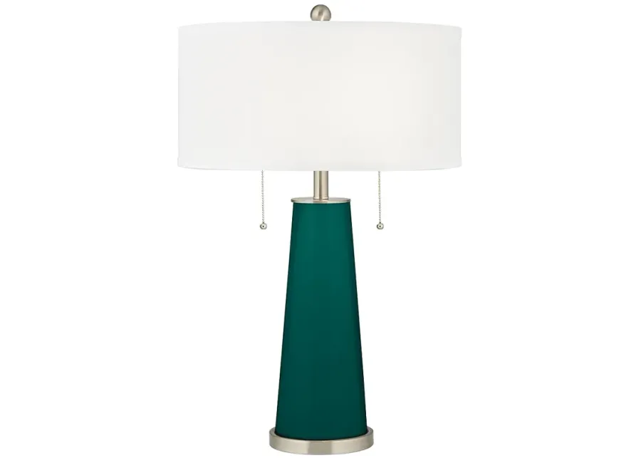 Color Plus Peggy 29 3/4" Peacock Blue Glass Table Lamp-silver