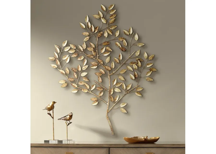 Dahlia Studios Dolma Gold Leaves 36" High Iron Wall Art-gold