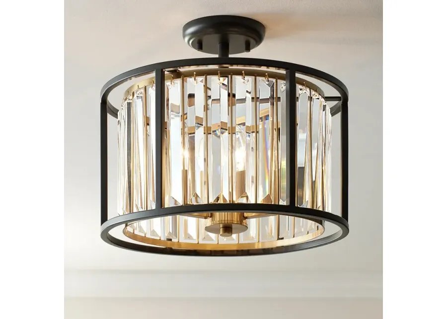 Possini Euro Milne 14" Wide Bronze and Brass Ceiling Light-gold