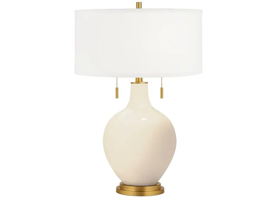 Color Plus Toby Brass 28" Steamed Milk White Glass Table Lamp
