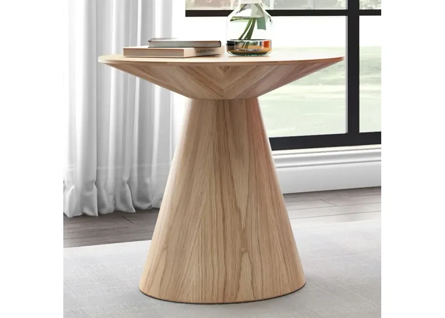 Wesley 23 1/2" Wide Oak Veneered Wood Round Side Table-23.5