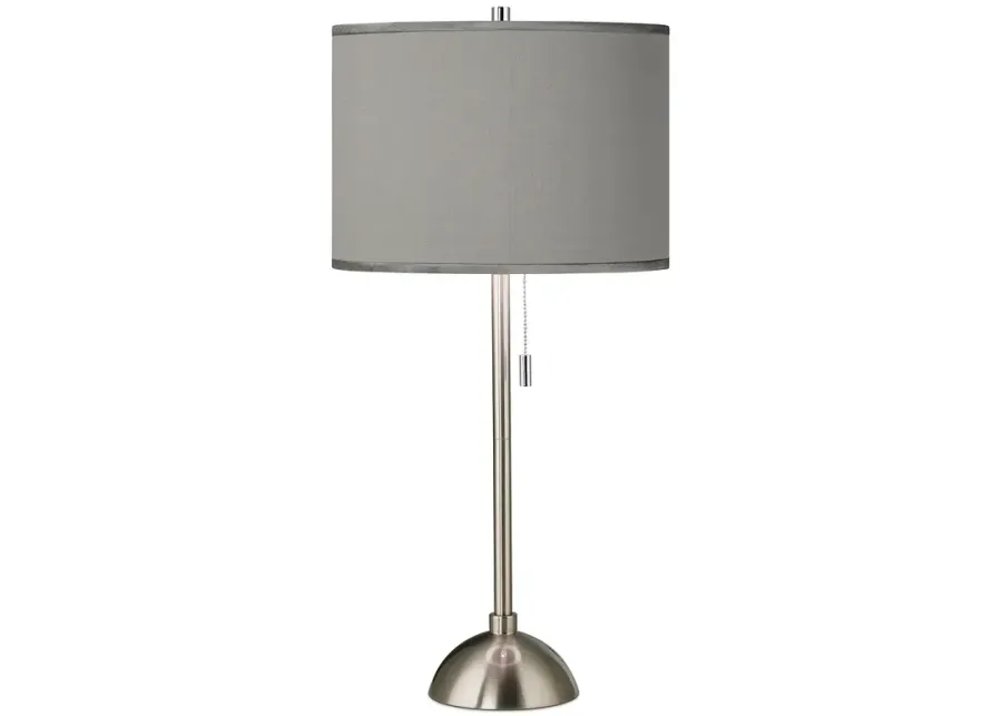 Possini Euro 28" Gray Faux Silk and Brushed Nickel Modern Table Lamp-gray