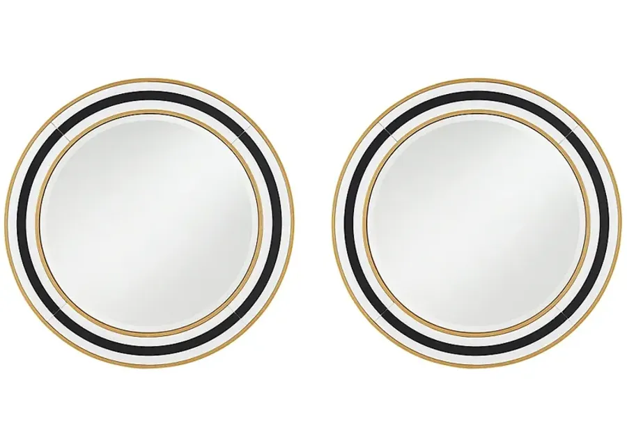Cape Cod Black and Gold 31 1/2" Round Wall Mirrors Set of 2-gold