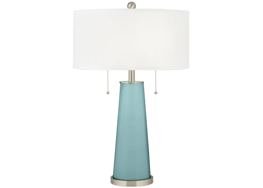 Color Plus Peggy 29 3/4" Modern Glass Raindrop Blue Table Lamp-silver