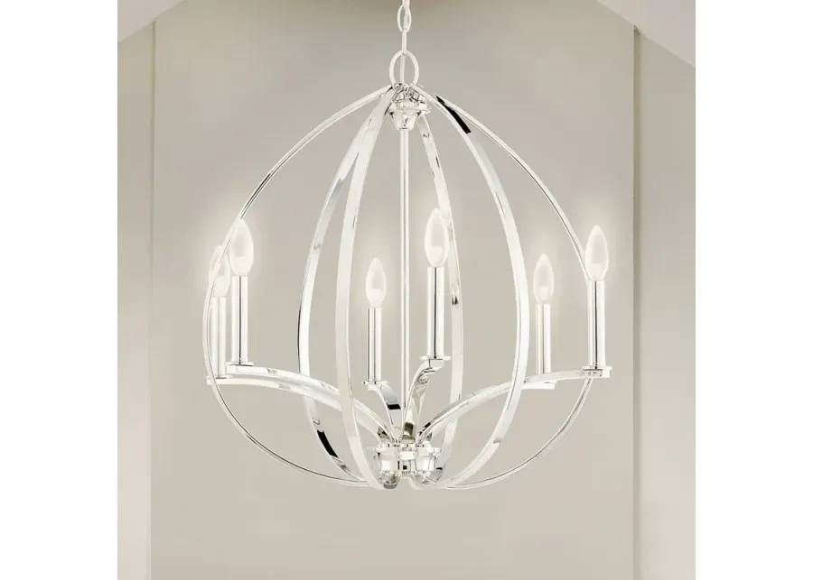 Minka Tilbury 24" Wide Polished Nickel 6-Light Chandelier-silver