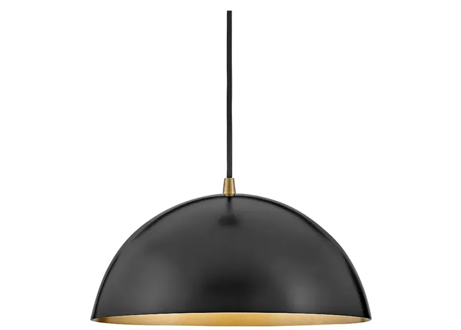 Lark Lou 14" Wide Black Steel Dome-Shaped Pendant Light-black