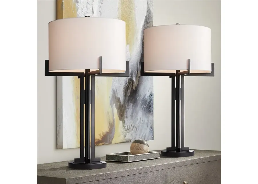 Franklin Iron Madrid 31 1/2" Industrial Modern Table Lamps Set of 2-black