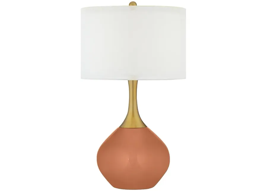 Color Plus Nickki Brass 30 1/2" High Baked Clay Brown Table Lamp-orange