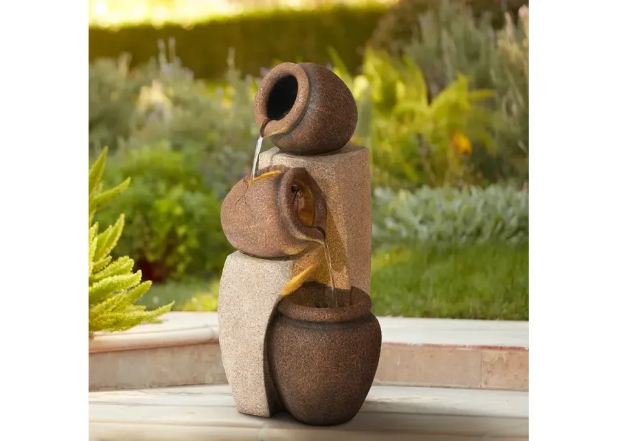 John Timberland Cascading Jugs 30" High Indoor-Outdoor LED Fountain-red