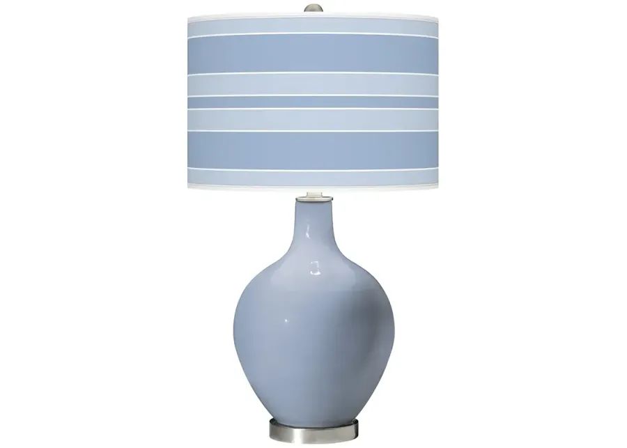 Color Plus Ovo 28 1/2" Bold Stripe Shade Blue Sky Table Lamp-silver