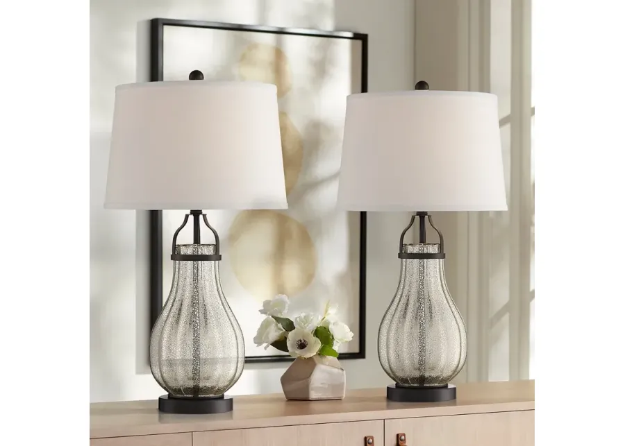 Franklin Iron Works Arian Bronze and Mercury Glass Table Lamps Set of 2-silver