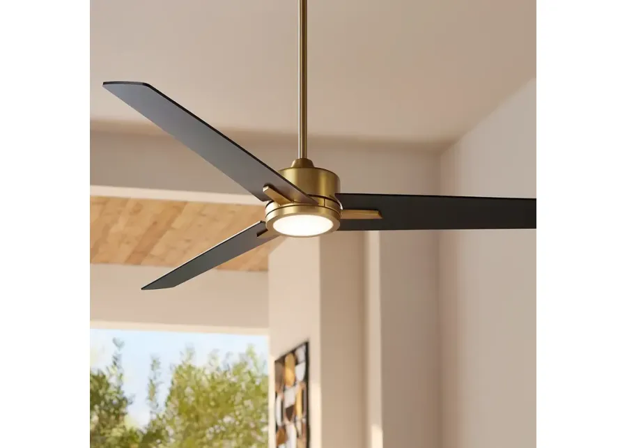 60" Casa Vieja Monte Largo Soft Brass LED Ceiling Fan with Remote-gold