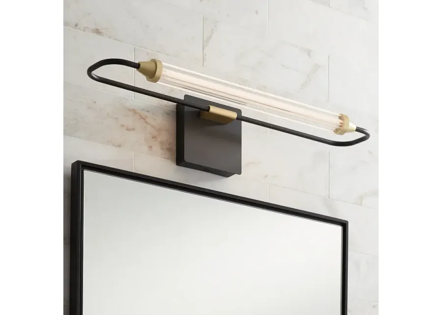 Possini Euro Nikola 23 1/2" Wide Matte Black and Gold LED Bath Light-gold