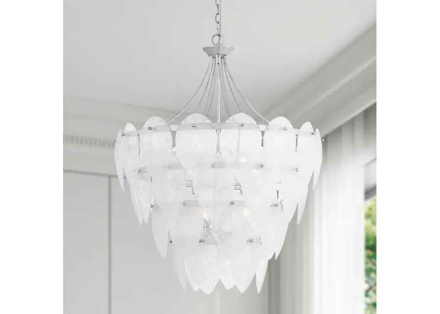 Lilestone 7-Light Silver Leaf Pendant-silver