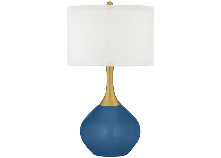 Color Plus Nickki Brass 30 1/2" Modern Luxe Regatta Blue Table Lamp-gold