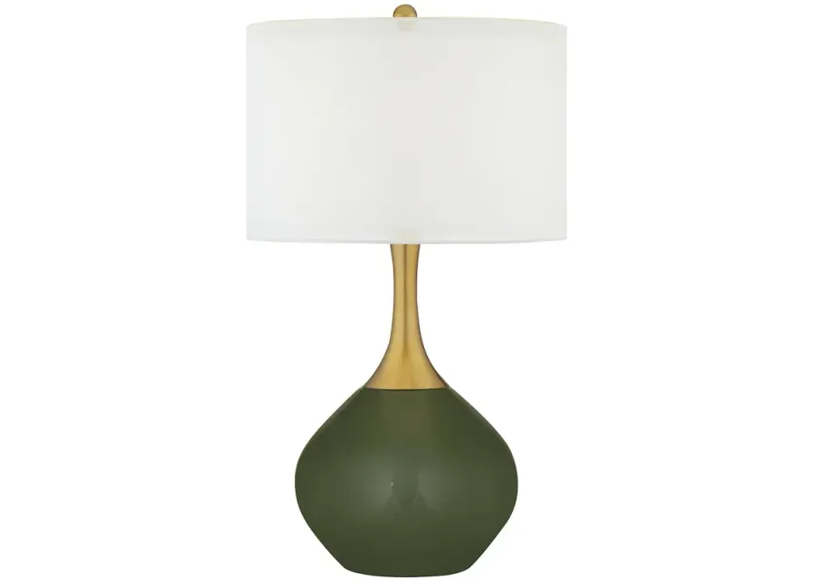 Color Plus 30 1/2" Nickki Brass and Secret Garden Green Modern Lamp-green