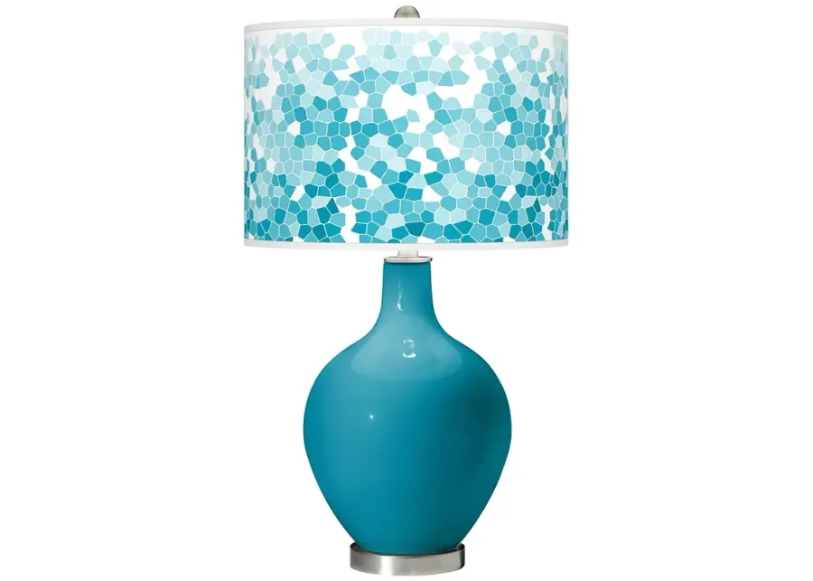 Color Plus Ovo 28 1/2" Mosaic Shade Caribbean Sea Blue Table Lamp