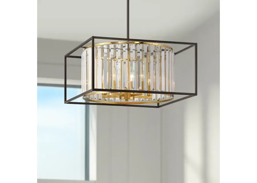 Possini Euro Milne 20" Wide Bronze and Burnished Brass 5-Light Pendant-gold