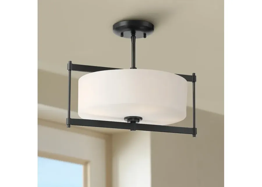 First Avenue 16" Wide Coal Ceiling Light-black