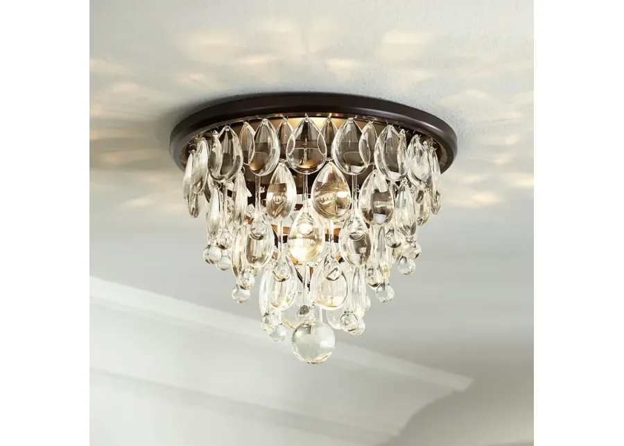 Vienna Full Spectrum Lorraine 12 1/2" Bronze and Crystal Ceiling Light-brown