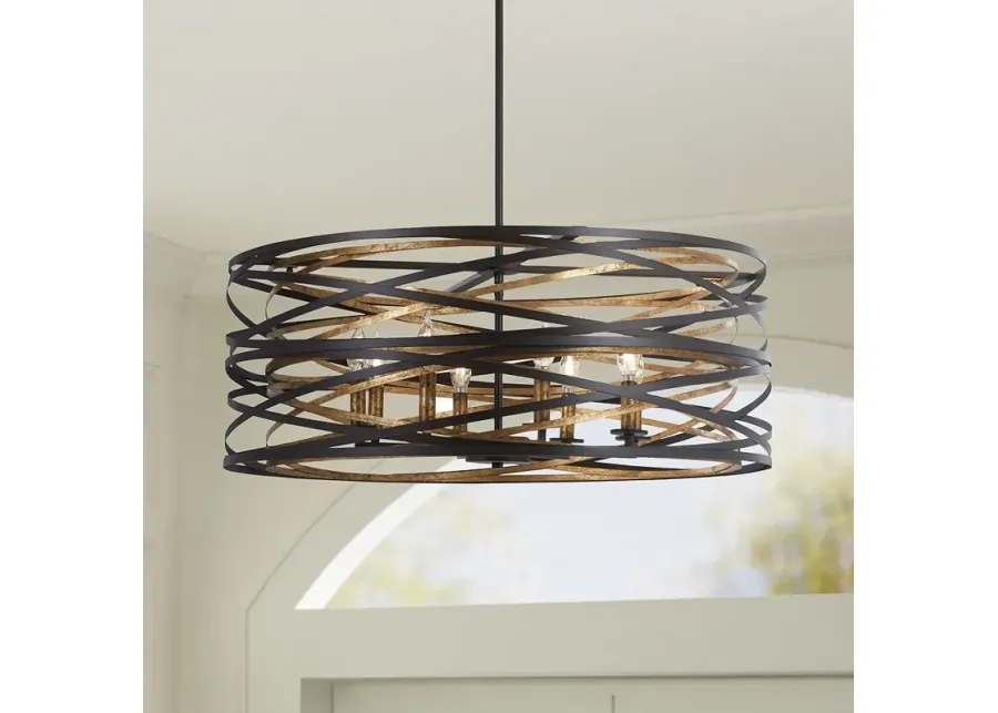 Minka-Lavery Vortic Flow 30" Wide 8-Light Bronze and Gold Pendant-brown
