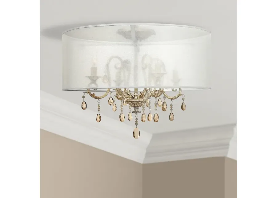 Hinkley Carlton 24" Wide Silver Leaf Sheer Drum Shade Ceiling Light-silver