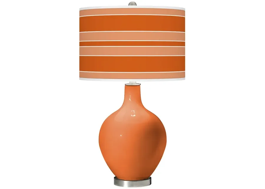 Color Plus Ovo 28 1/2" Bold Stripe Shade Celosia Orange Table Lamp-orange