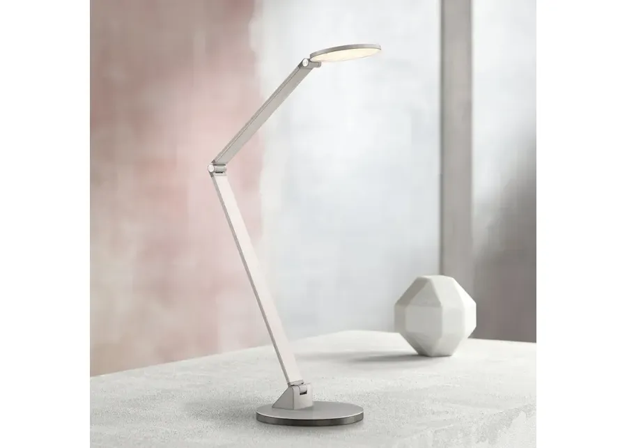 George Kovacs Caswell Chiseled Nickel LED Modern Adjustable Desk Lamp-silver