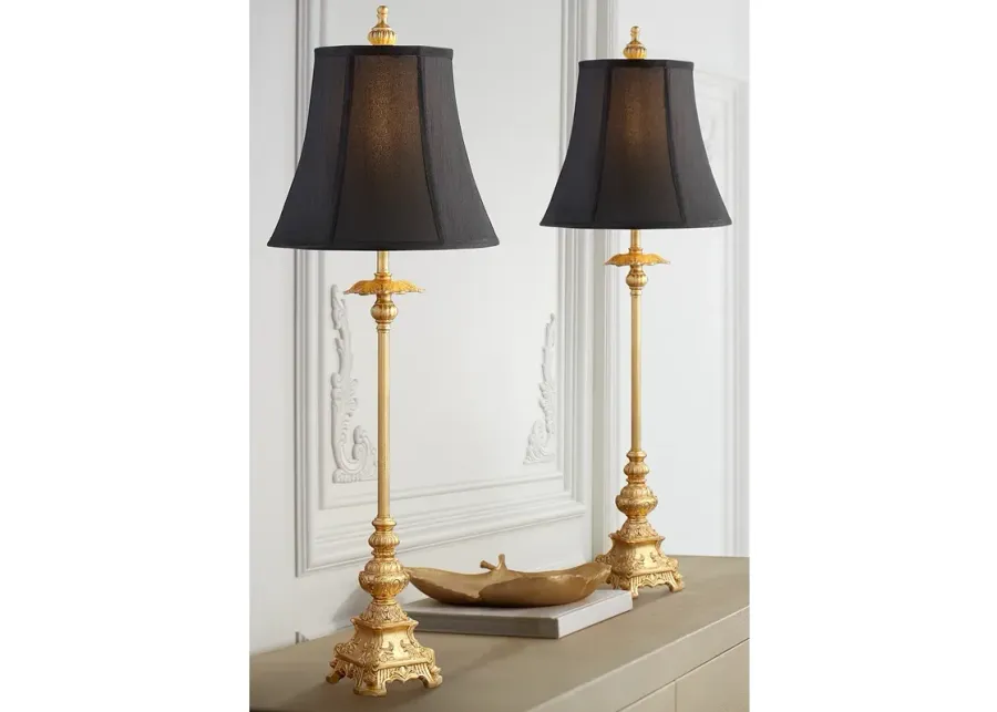 Regency Hill Juliette 36 1/2 Bright Gold Buffet Table Lamp Set of 2-gold
