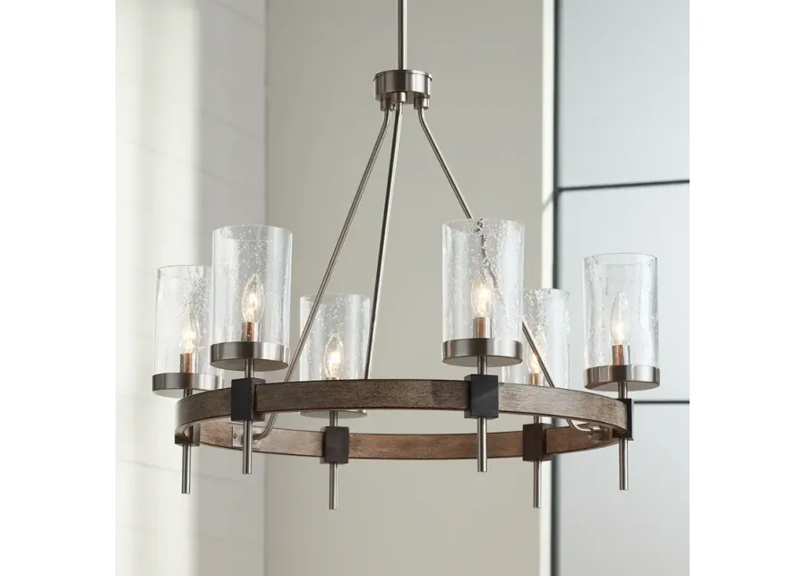 Minka Bridlewood 28" Wide Wood Ring Modern Wagon Wheel Chandelier-silver 1 86483-minka-bridlewood-28-wide-wood-ring-modern-wagon-wheel-chandelier-silver-1.webp