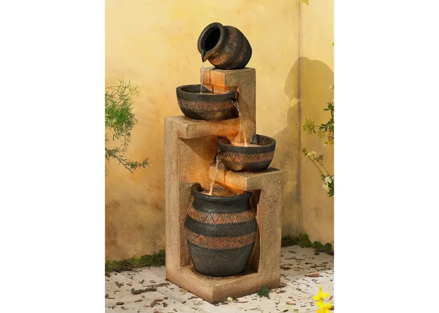 John Timberland Cascading Bowl and Jug 46" LED Rustic Fountain-red