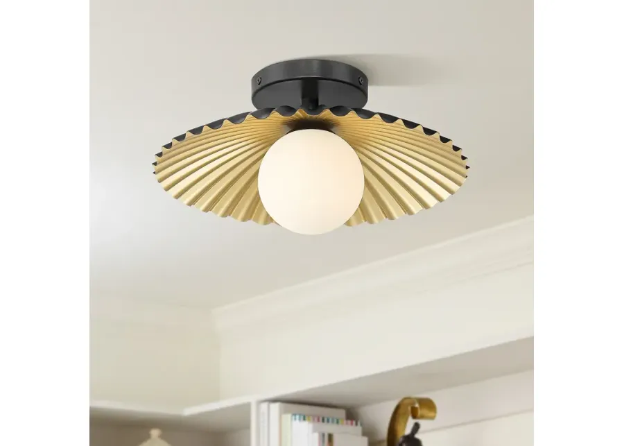 Franklin Iron Rosa 11 1/2" Wide Matte Black and Gold LED Ceiling Light-gold