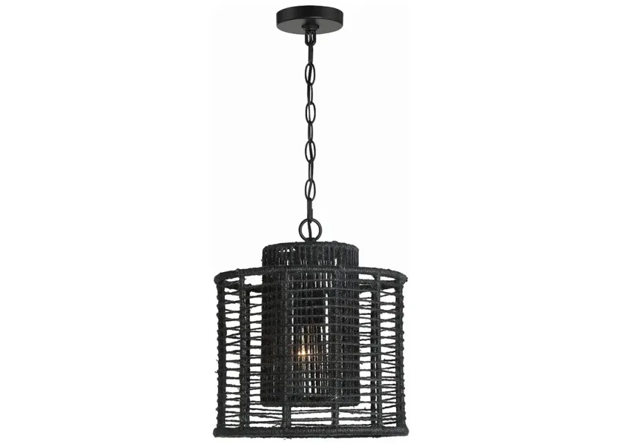 Jayna 1 Light Matte Black Pendant-black