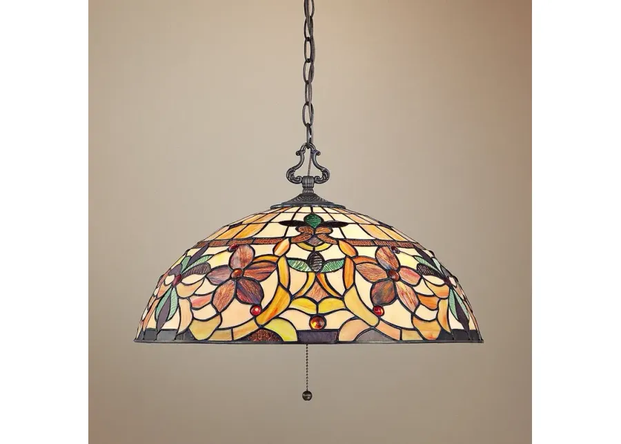 Quoizel Kami 20" Wide Tiffany-Style Art Glass Dome Pendant Light-brown 1 86588-quoizel-kami-20-wide-tiffany-style-art-glass-dome-pendant-light-brown-1.webp