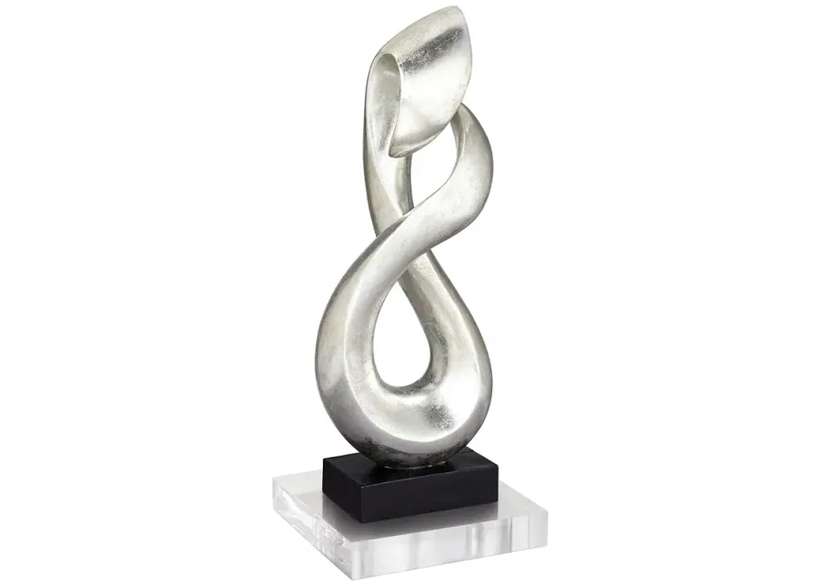 Open Infinity 24 1/2" High Sculpture With 8" Square Acrylic Riser-silver