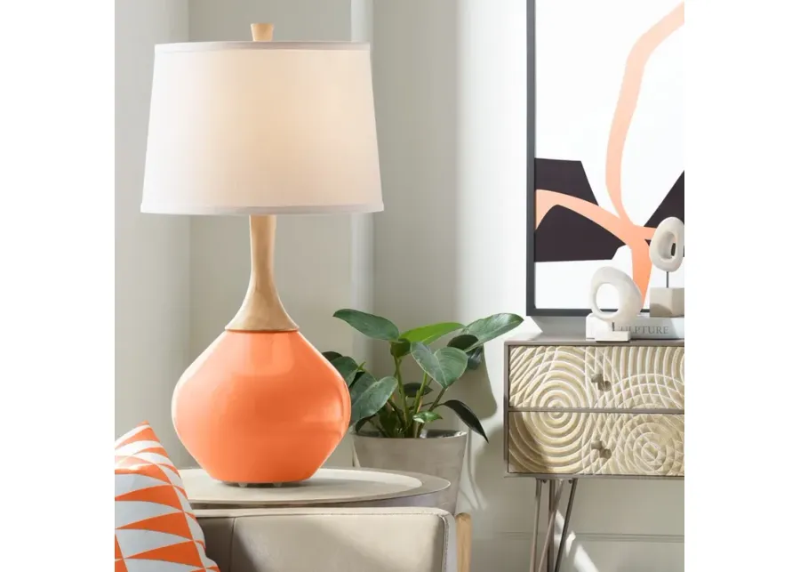 Color Plus Wexler 31" White Shade Nectarine Orange Modern Table Lamp-orange