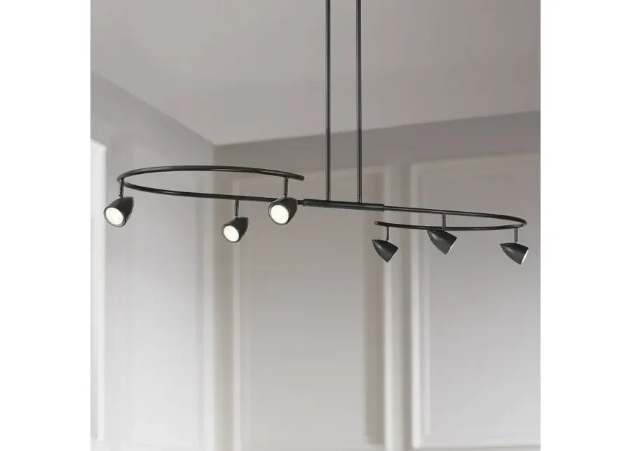 Possini Euro Salazar 66" Wide Black 6-Light S-Frame Island Pendant-black