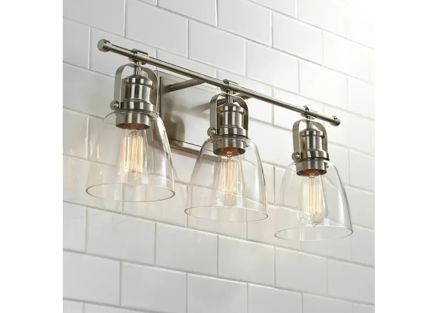 Possini Euro Kalen 23 1/2" Wide 3-Light Brushed Nickel Bath Light-silver