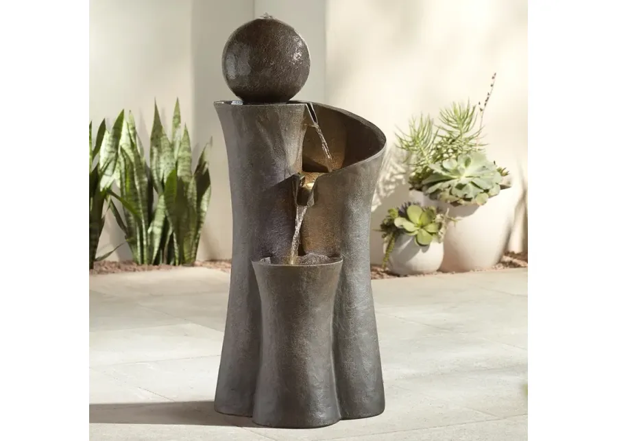 Modern Sphere Curve Cascading 39 1/2" High LED Fountain-brown